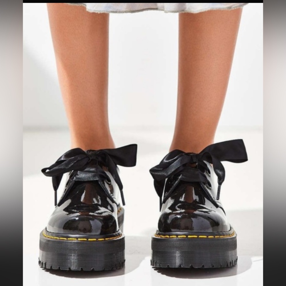 Dr. Martens Holly Black Patent Leather Platforms